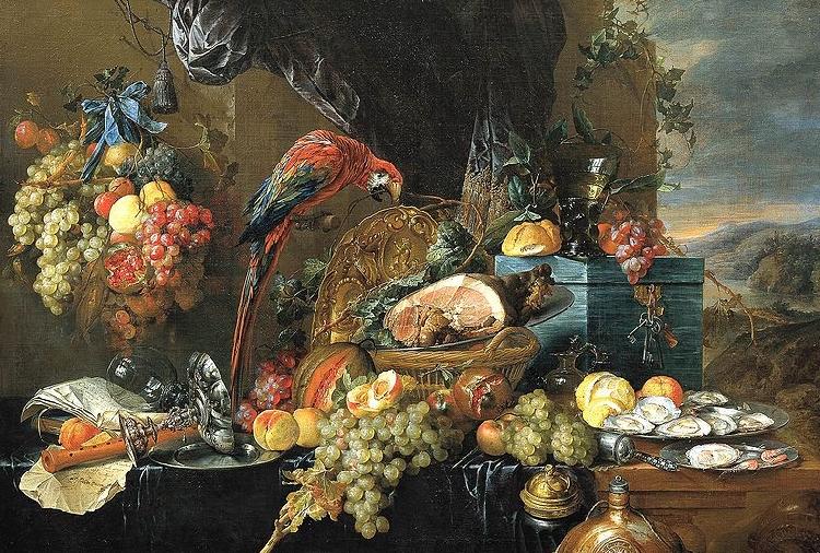 Jan Davidsz. de Heem A Richly Laid Table with Parrots France oil painting art
